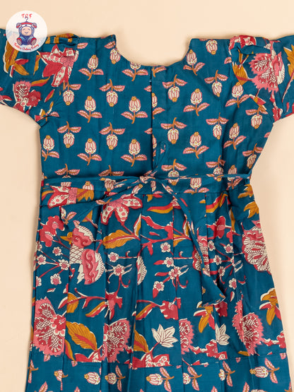 Bottle Green - Girls Readymade Cotton Long  Frock