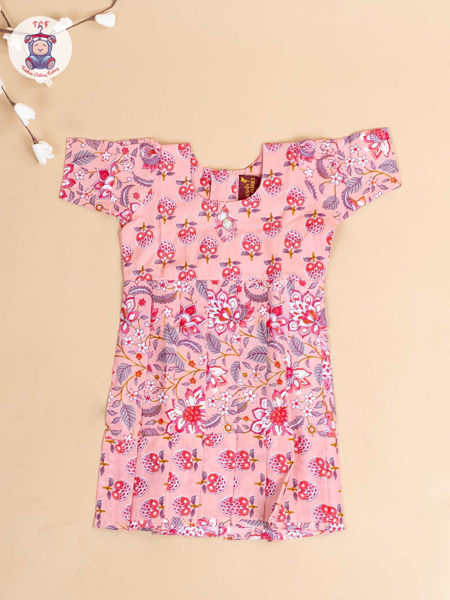 Light Pink - Girls Readymade Cotton Long Frock