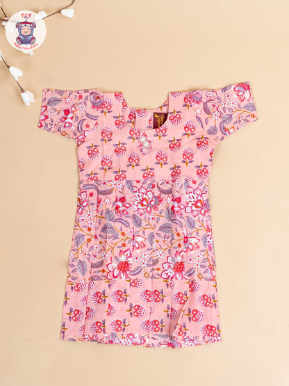 Light Pink - Girls Readymade Cotton Long Frock