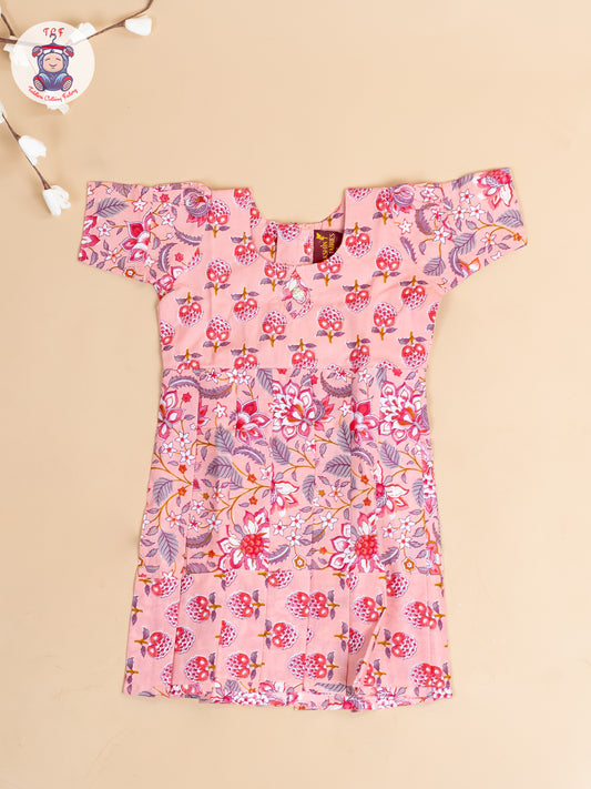 Light Pink - Girls Readymade Cotton Long Frock