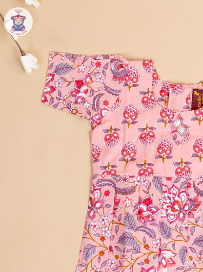 Light Pink - Girls Readymade Cotton Long Frock