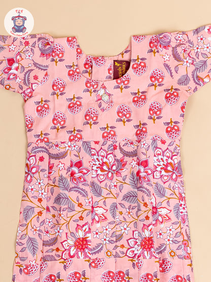 Light Pink - Girls Readymade Cotton Long Frock