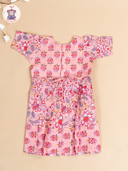 Light Pink - Girls Readymade Cotton Long Frock