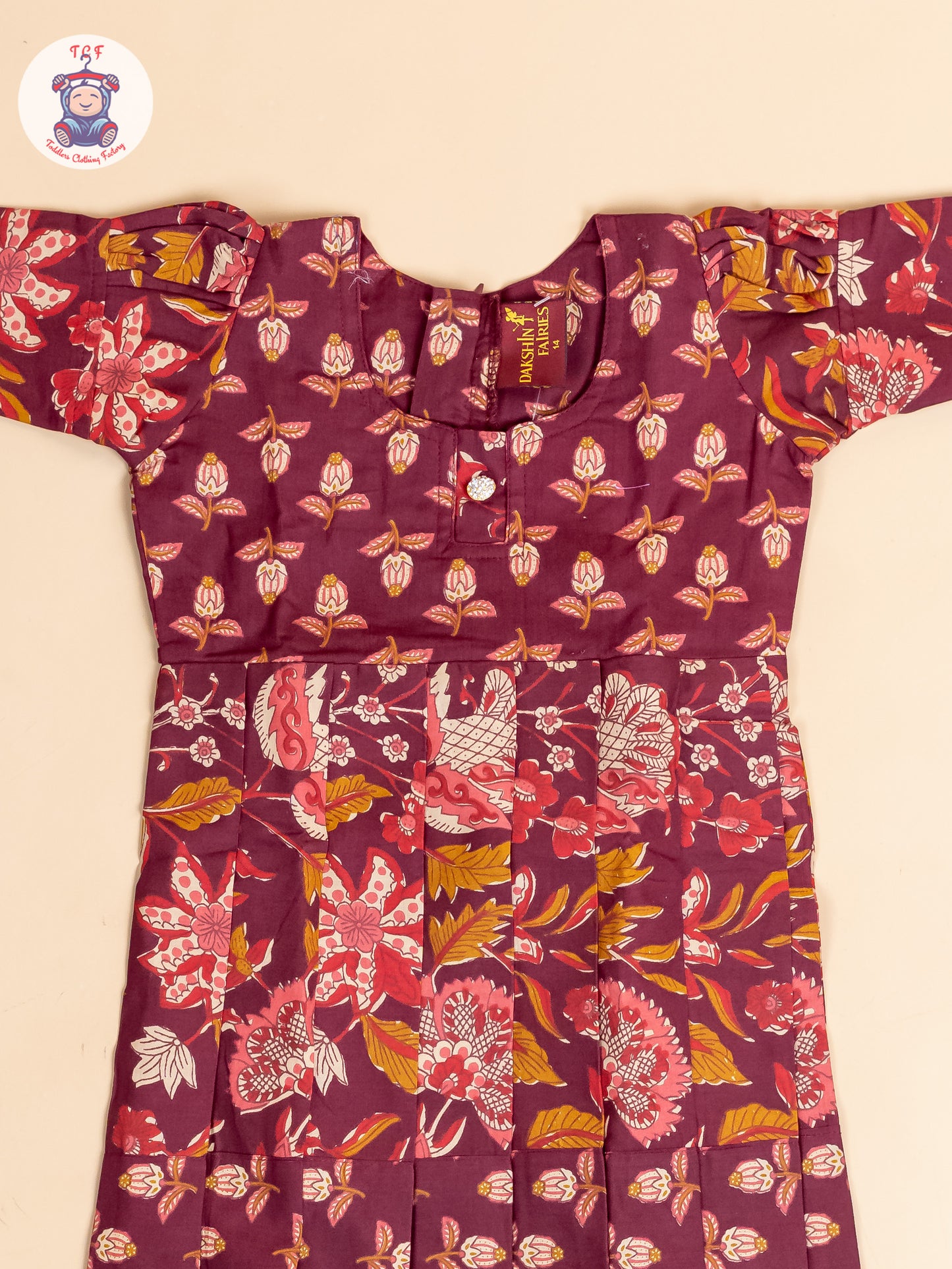 Maroon - Girls Readymade Cotton Long Frock
