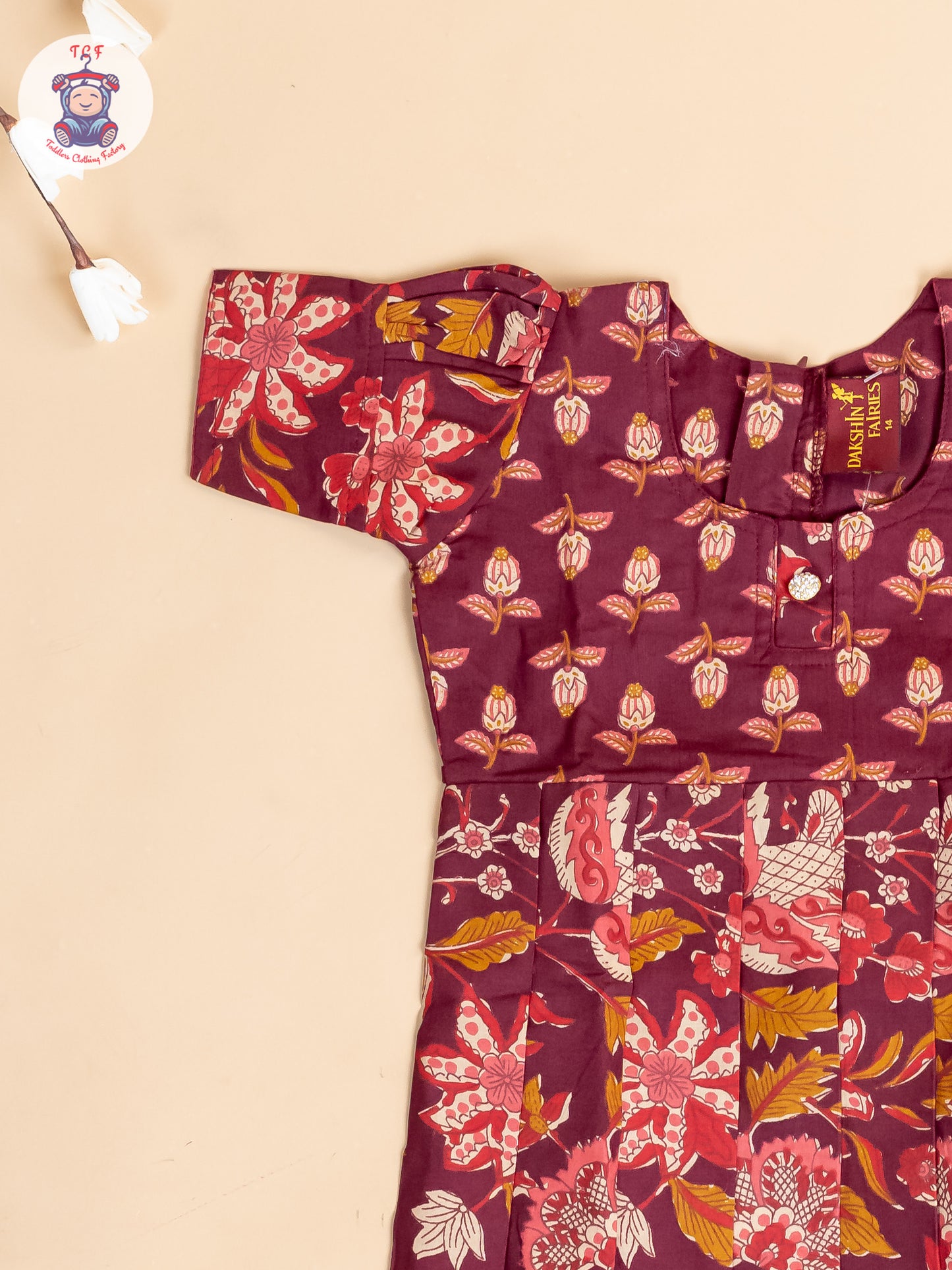 Maroon - Girls Readymade Cotton Long Frock