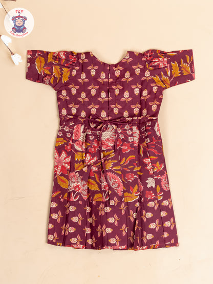 Maroon - Girls Readymade Cotton Long Frock