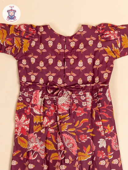 Maroon - Girls Readymade Cotton Long Frock