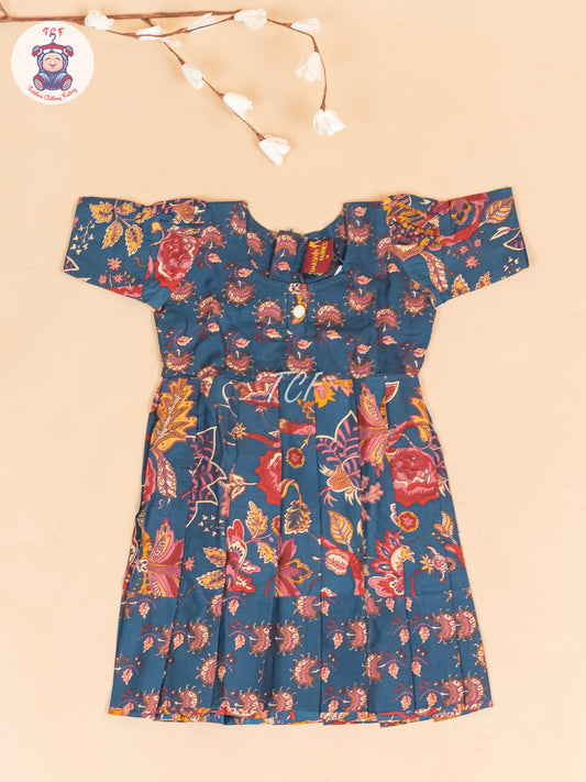 Bottle Green - Girls Readymade Cotton Long  Frock