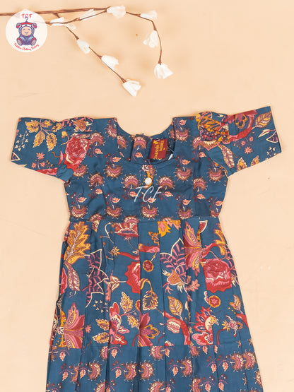 Bottle Green - Girls Readymade Cotton Long  Frock