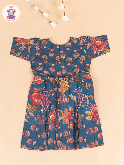 Bottle Green - Girls Readymade Cotton Long  Frock
