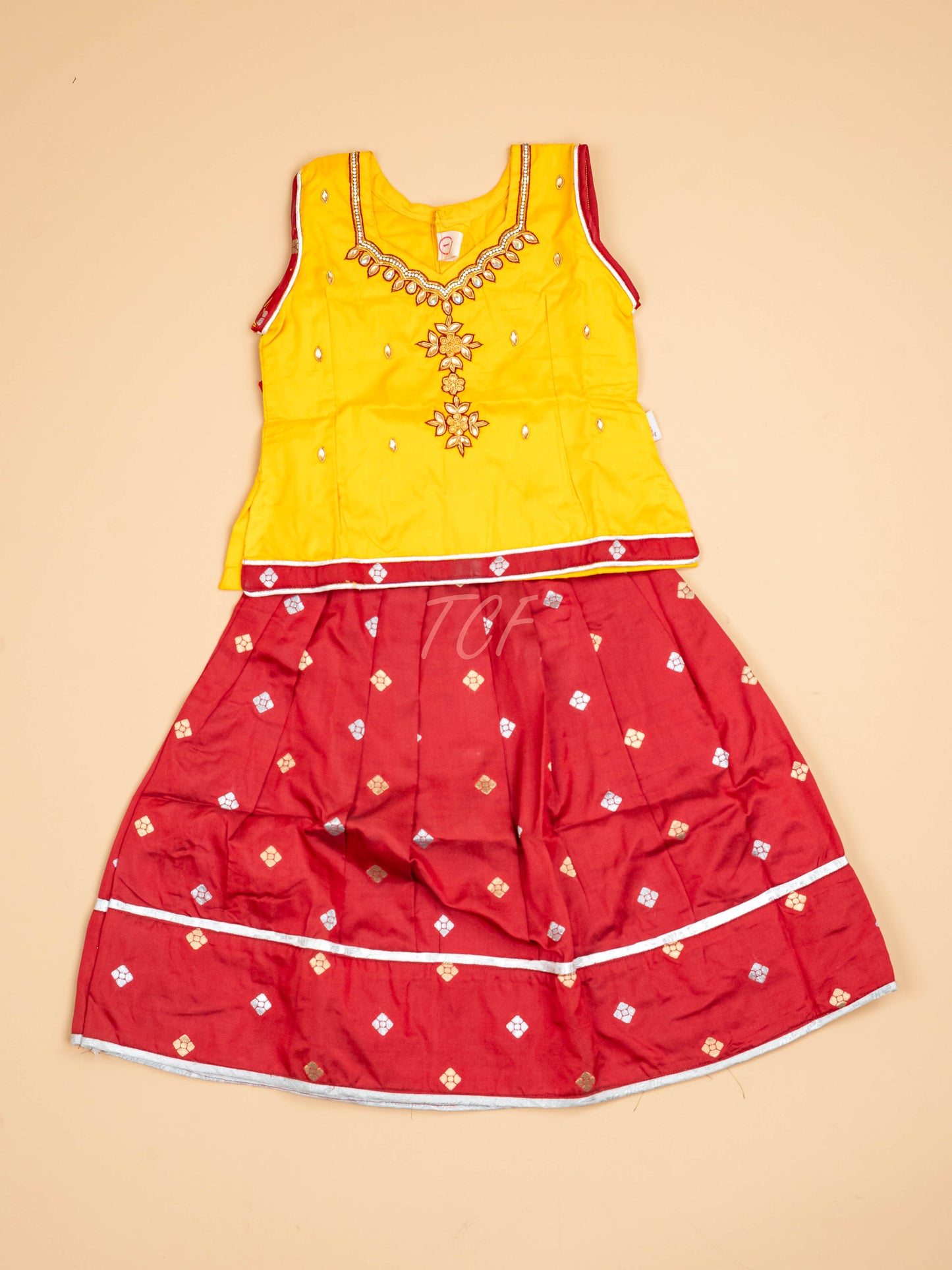 Yellow & Maroon - Pavadai Sattai