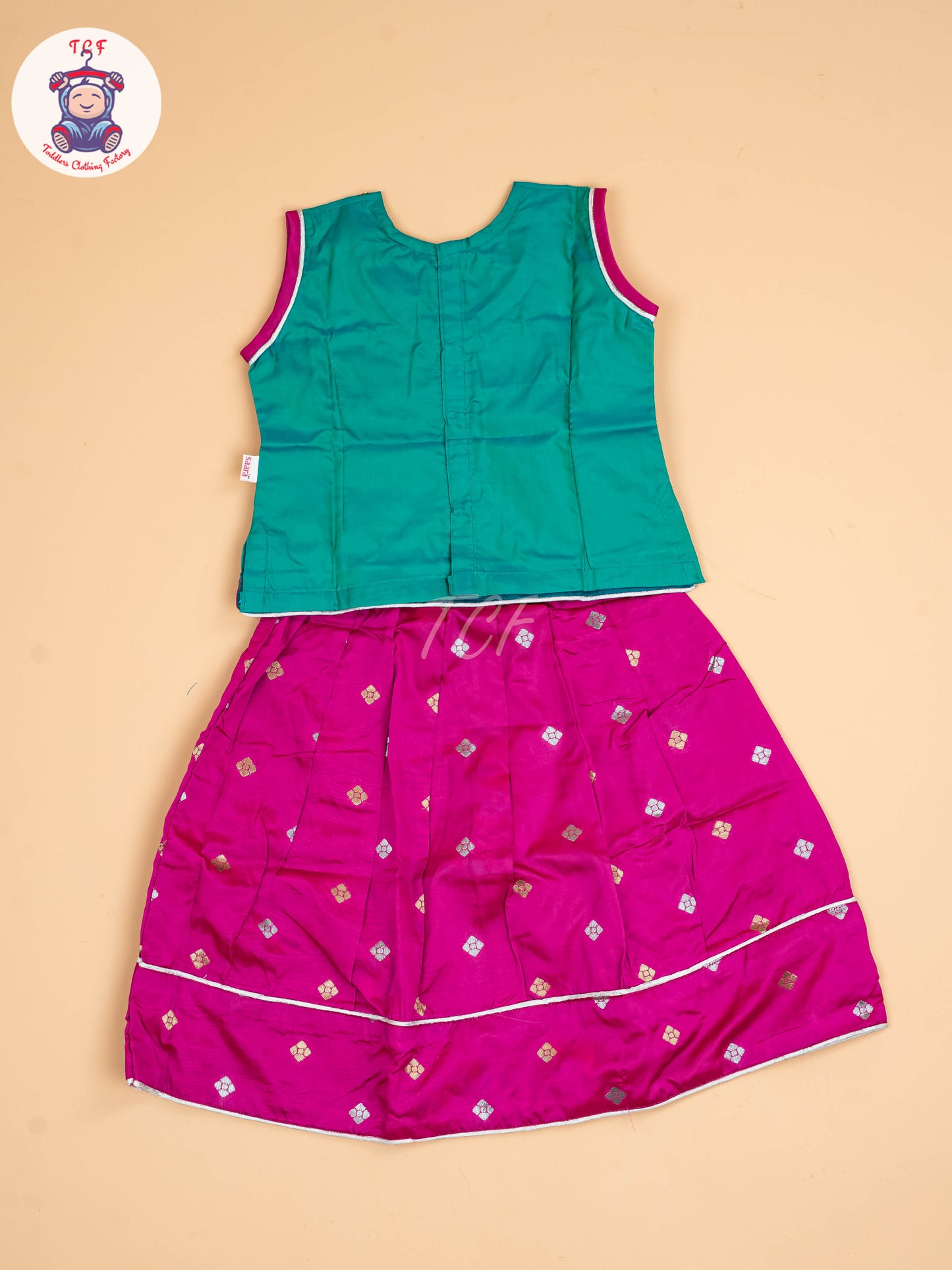Green & Dark Pink - Pavadai Sattai