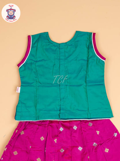 Green & Dark Pink - Pavadai Sattai