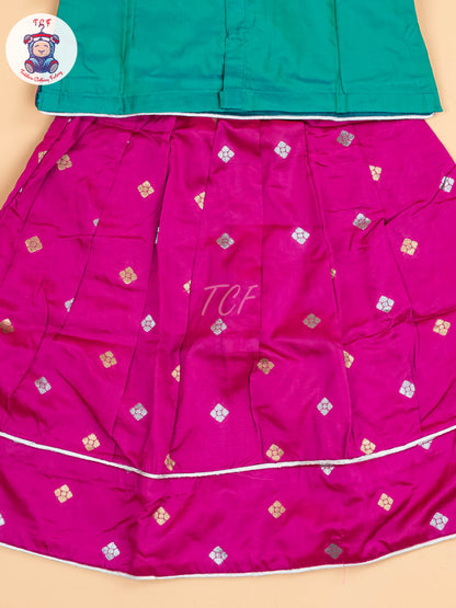 Green & Dark Pink - Pavadai Sattai