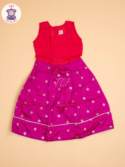 Green & Dark Pink - Pavadai Sattai