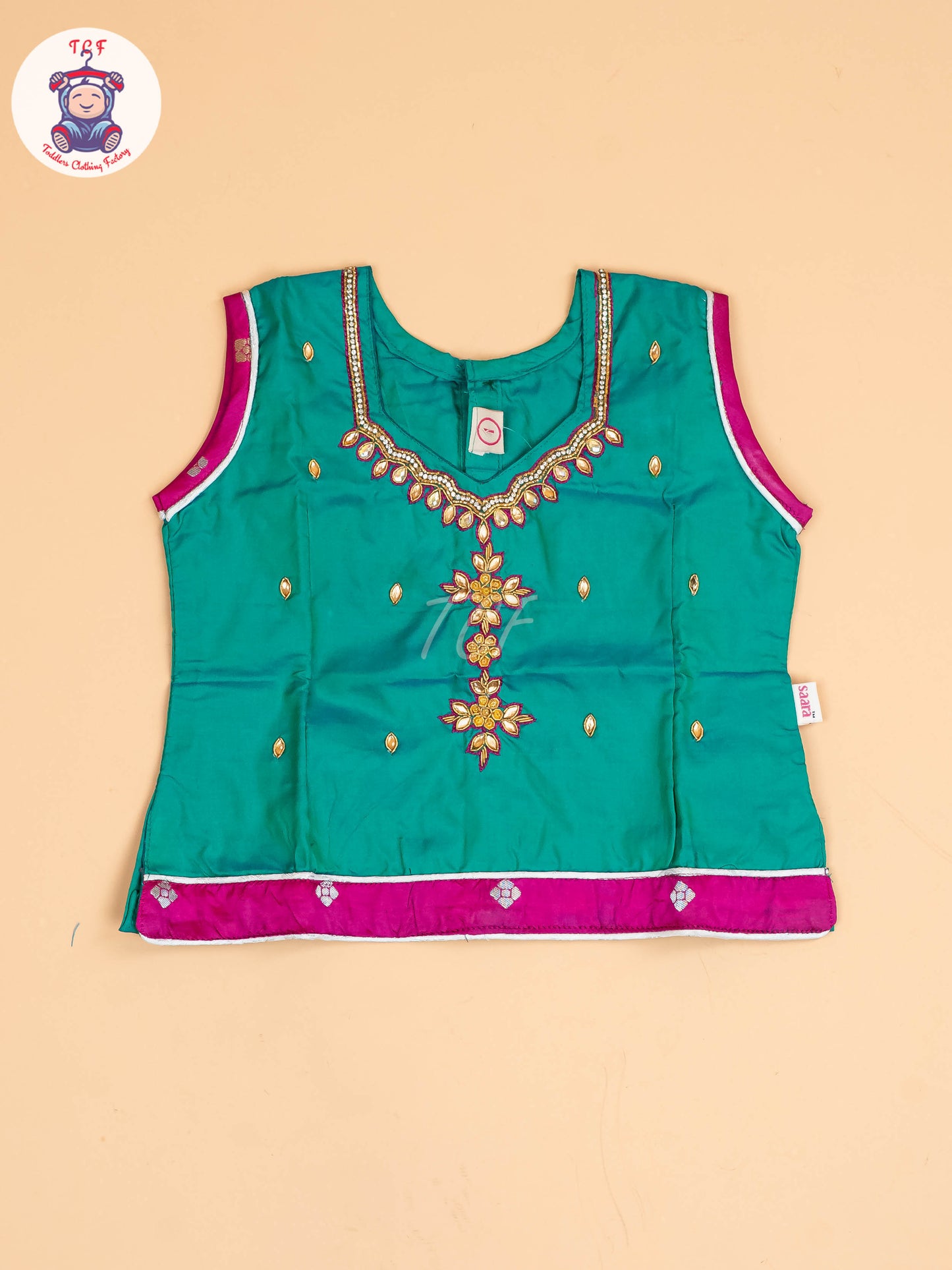 Green & Dark Pink - Pavadai Sattai
