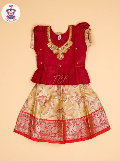 Maroon & Lite Sandal - Pavadai Sattai