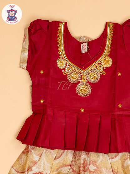 Maroon & Lite Sandal - Pavadai Sattai