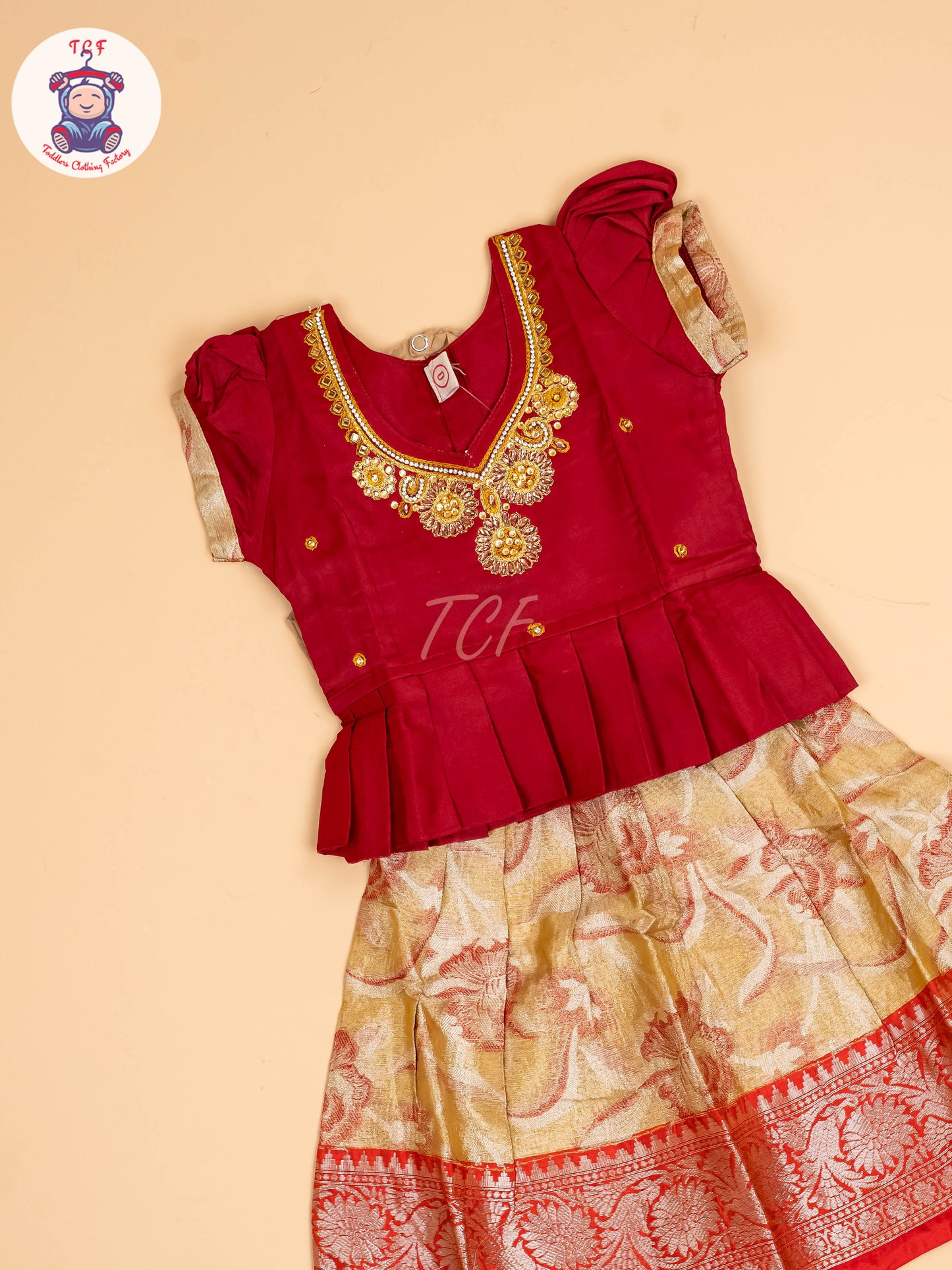 Maroon & Lite Sandal - Pavadai Sattai
