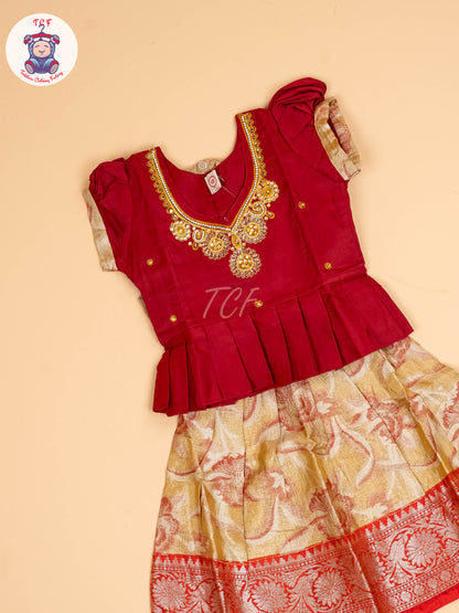 Maroon & Lite Sandal - Pavadai Sattai