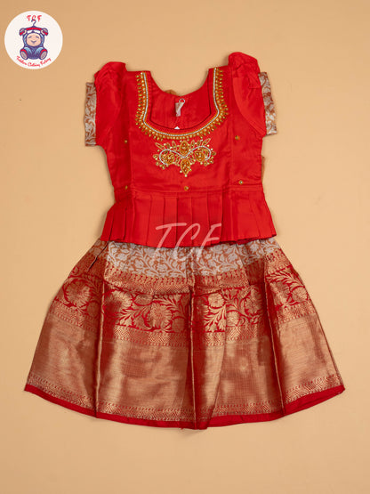 Red & Peach - Pavadai Sattai