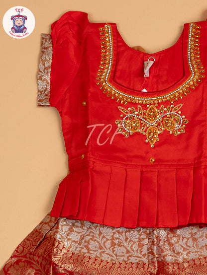 Red & Peach - Pavadai Sattai