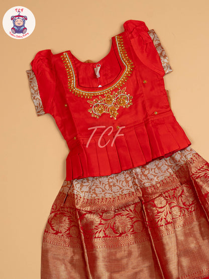 Red & Peach - Pavadai Sattai