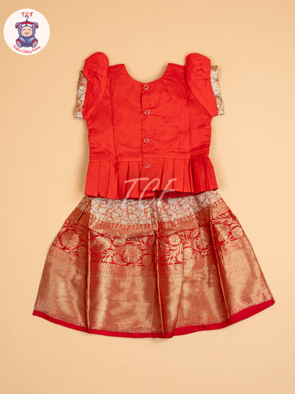 Red & Peach - Pavadai Sattai