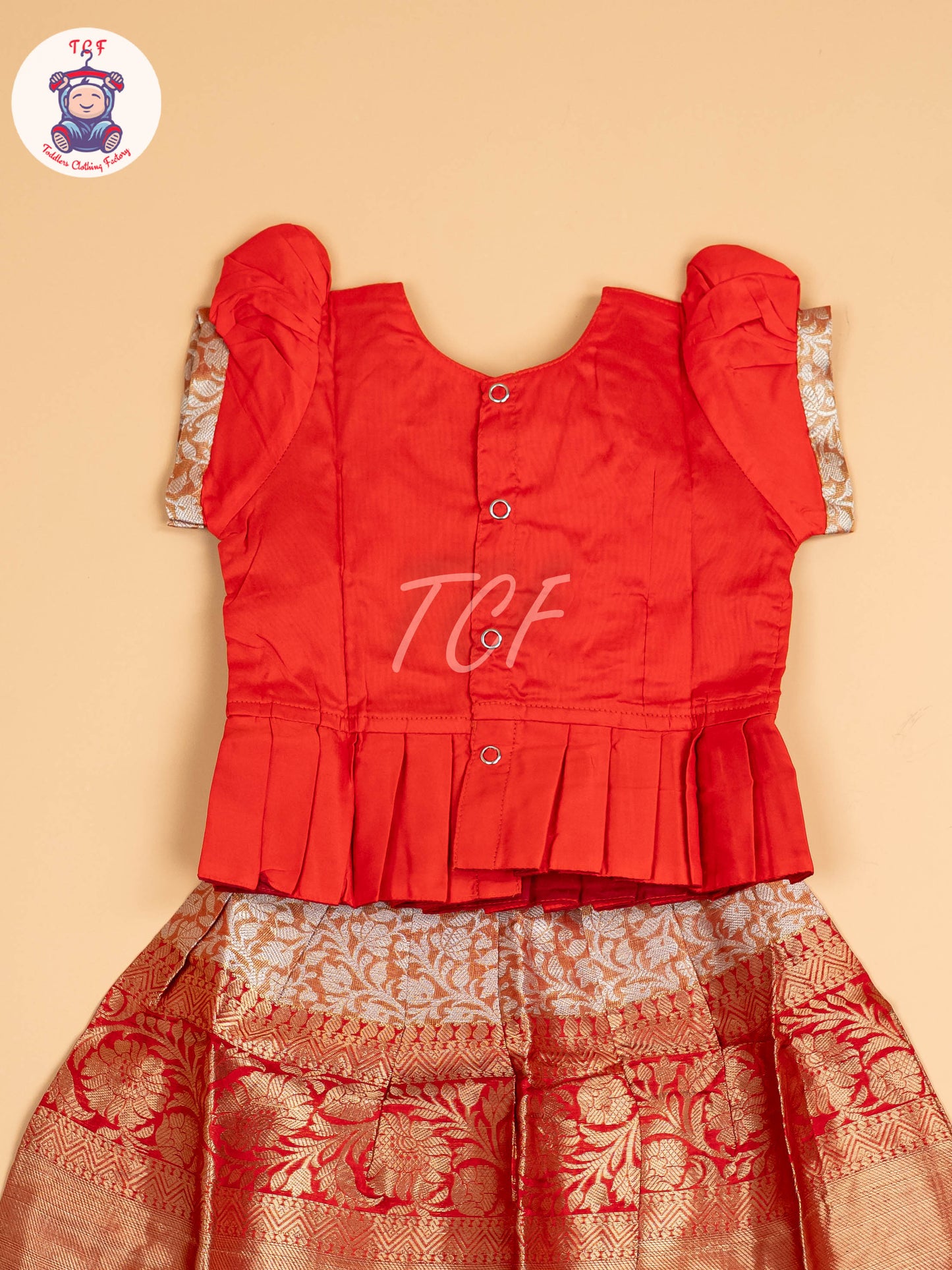 Red & Peach - Pavadai Sattai