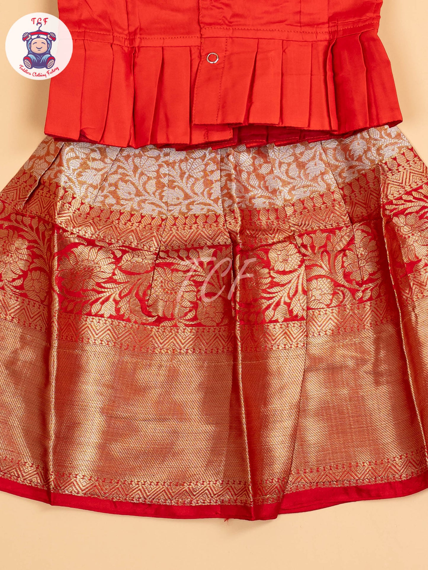 Red & Peach - Pavadai Sattai