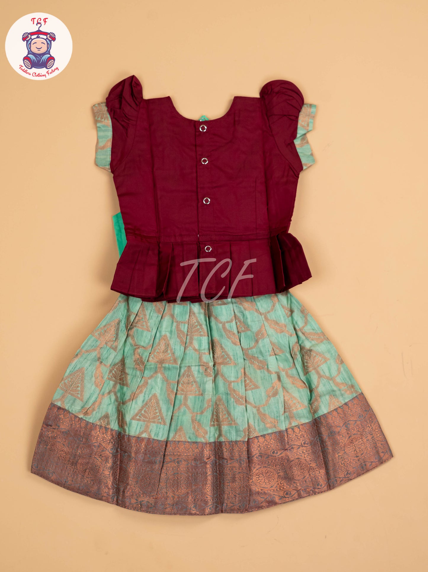 Maroon & Teal Green - Pavadai Sattai