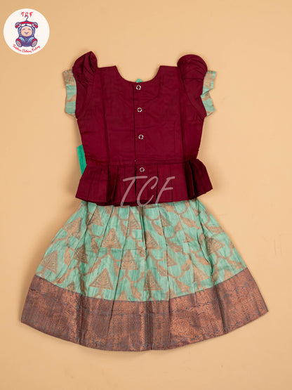 Maroon & Teal Green - Pavadai Sattai