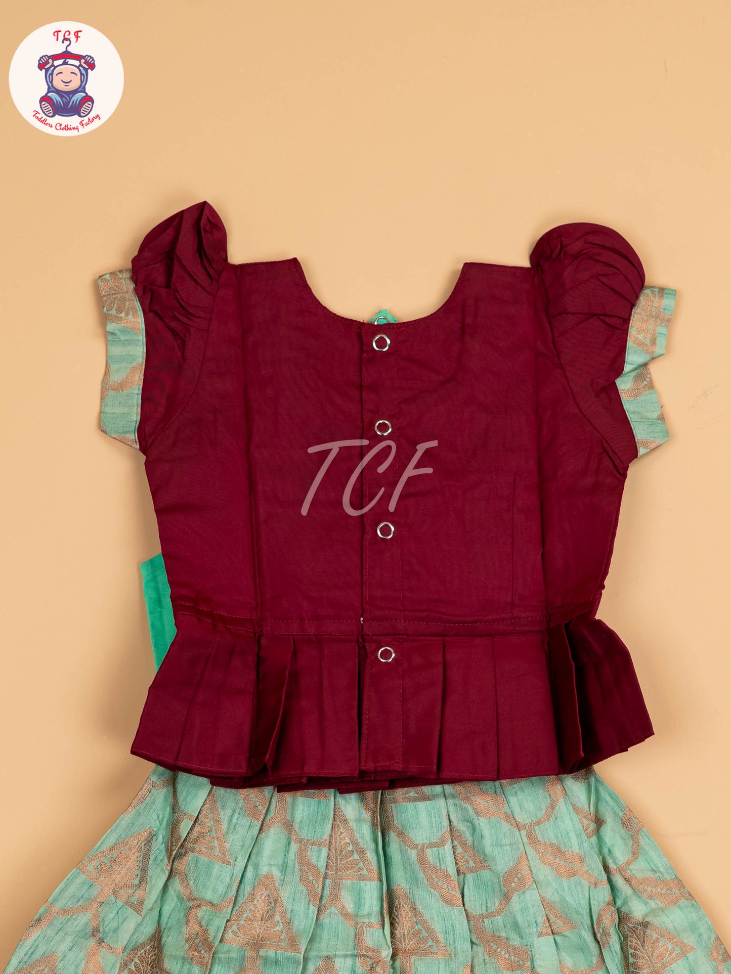 Maroon & Teal Green - Pavadai Sattai