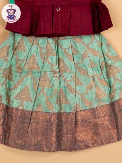 Maroon & Teal Green - Pavadai Sattai