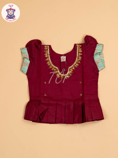 Maroon & Teal Green - Pavadai Sattai