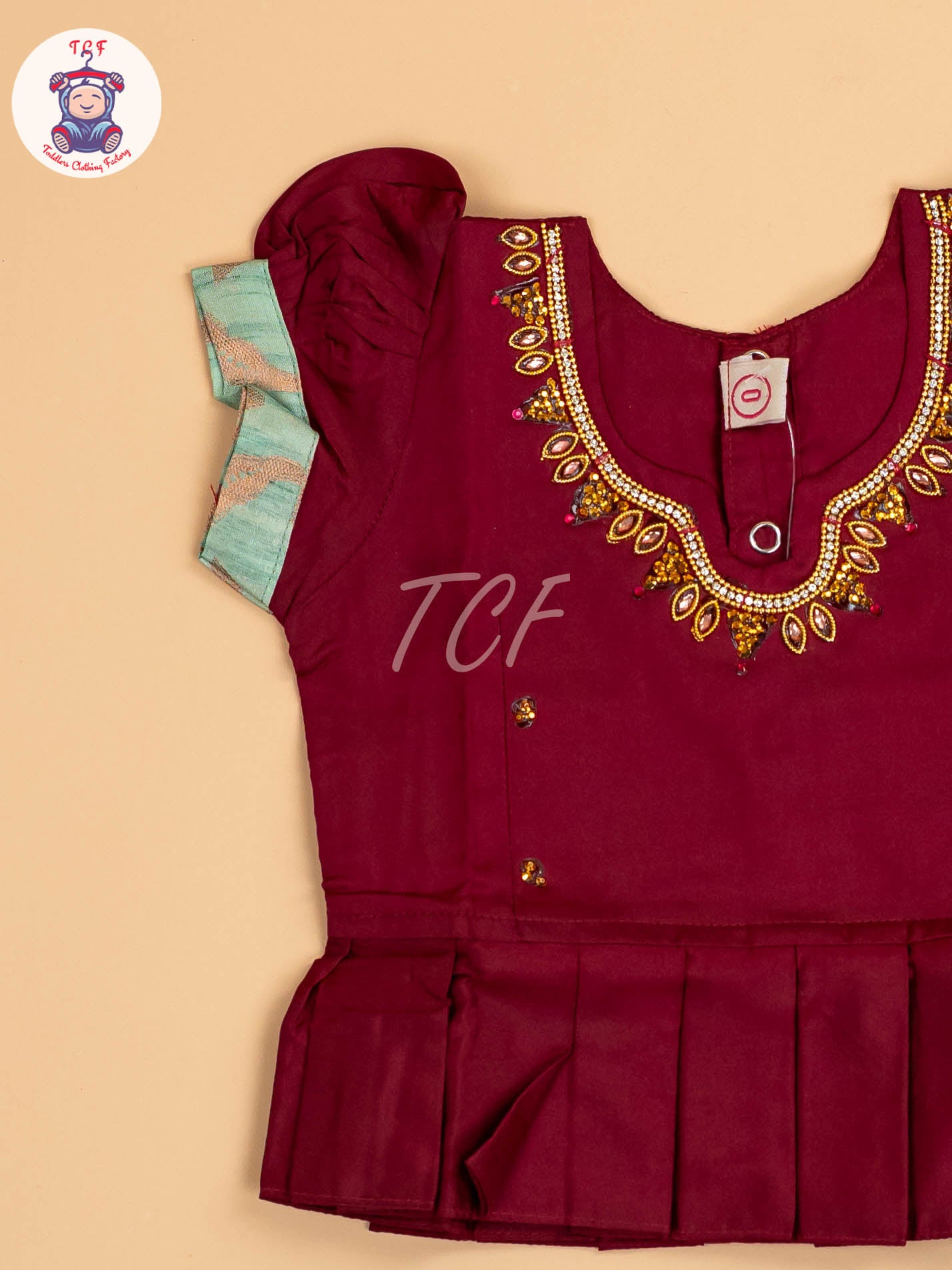 Maroon & Teal Green - Pavadai Sattai