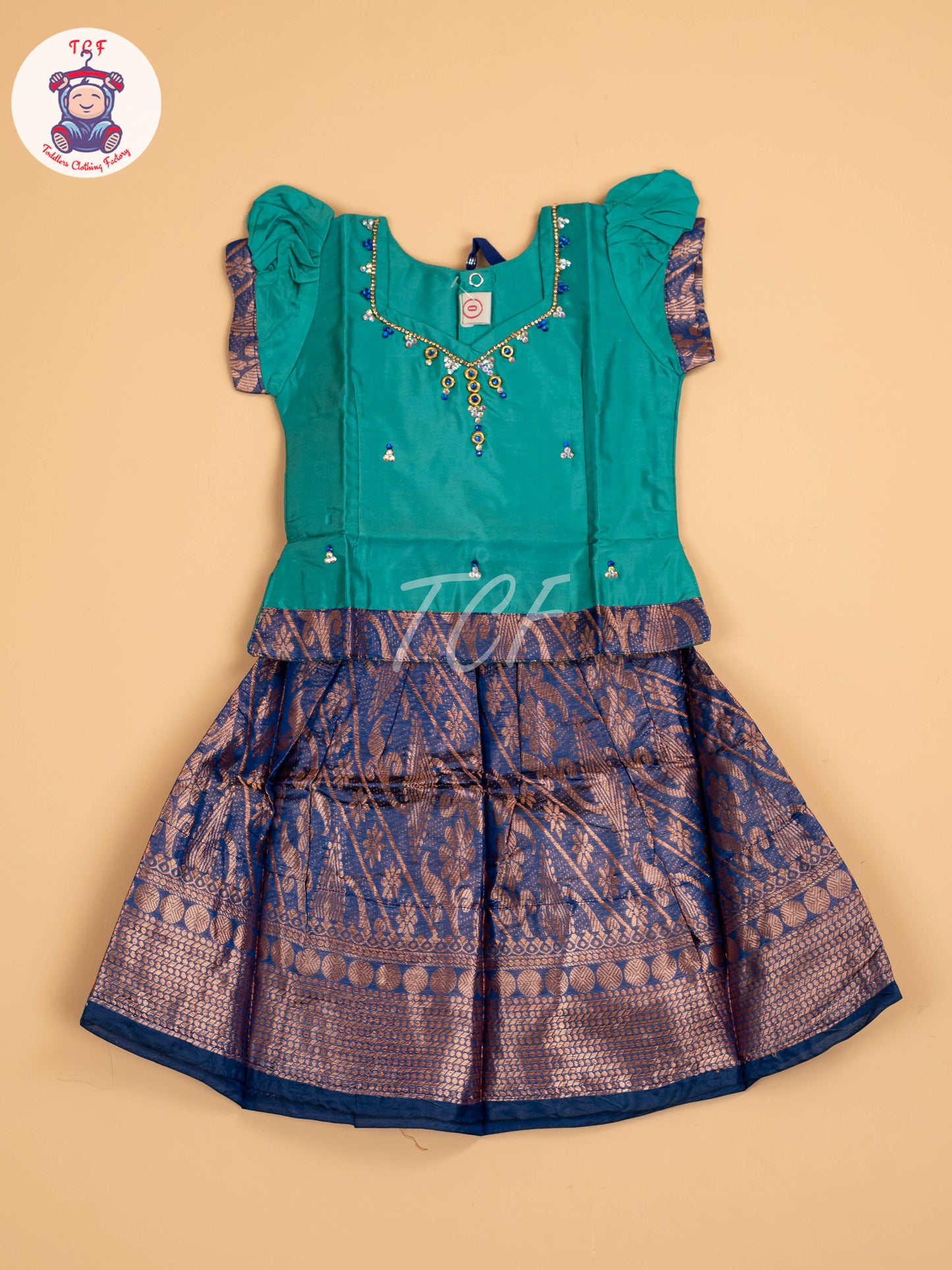 Teal Green & Blue - Pavadai Sattai