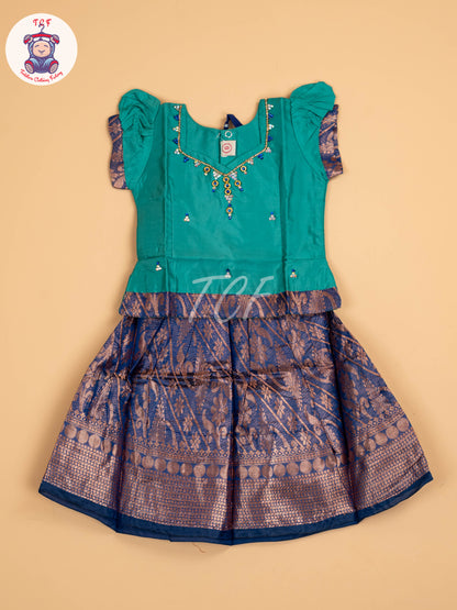 Teal Green & Blue - Pavadai Sattai