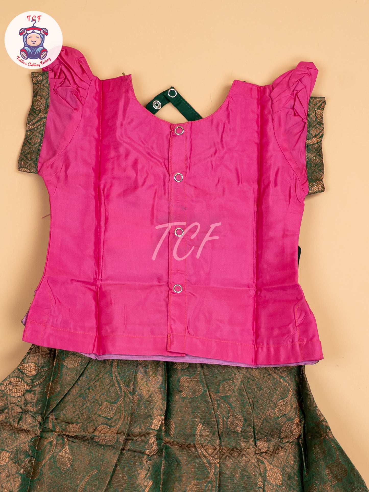 Pink & Dark Green - Pavadai Sattai