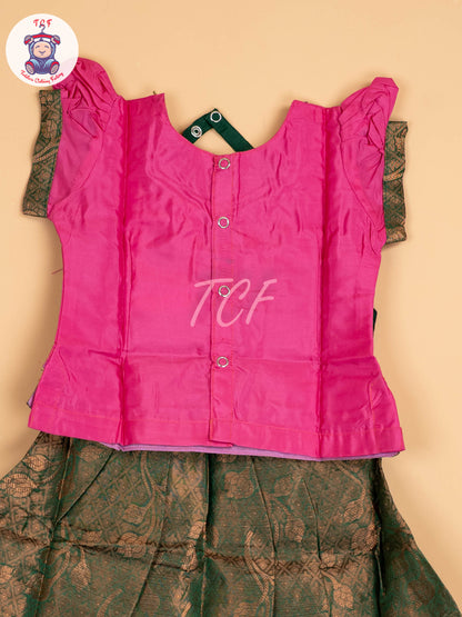 Pink & Dark Green - Pavadai Sattai