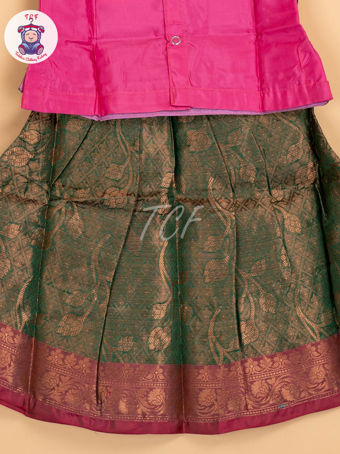 Pink & Dark Green - Pavadai Sattai