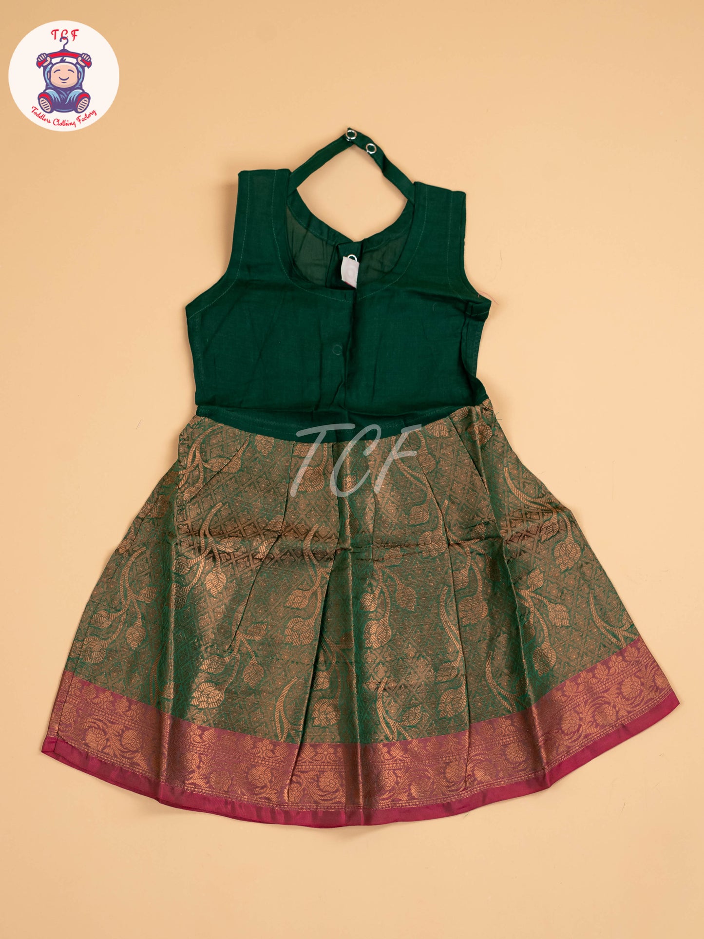 Pink & Dark Green - Pavadai Sattai
