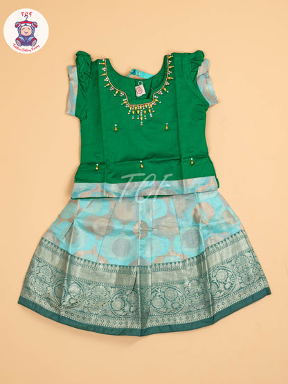 Dark Green & Teal Green - Pavadai Sattai