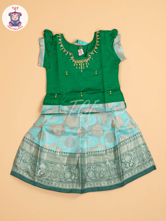 Dark Green & Teal Green - Pavadai Sattai