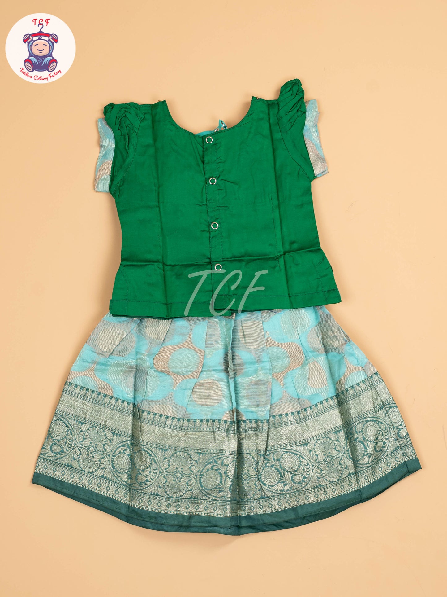 Dark Green & Teal Green - Pavadai Sattai