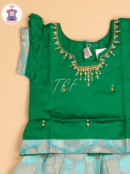 Dark Green & Teal Green - Pavadai Sattai