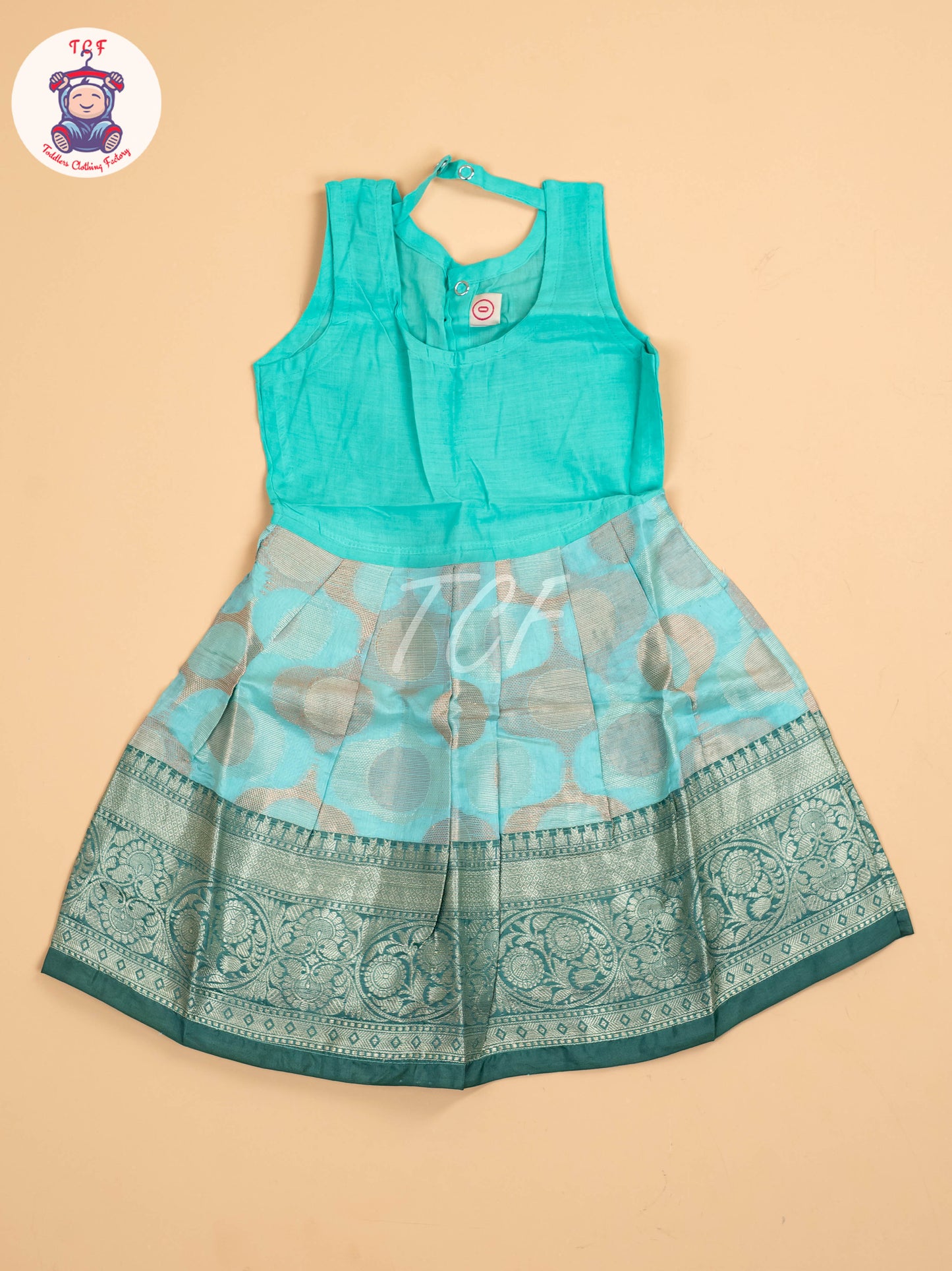 Dark Green & Teal Green - Pavadai Sattai