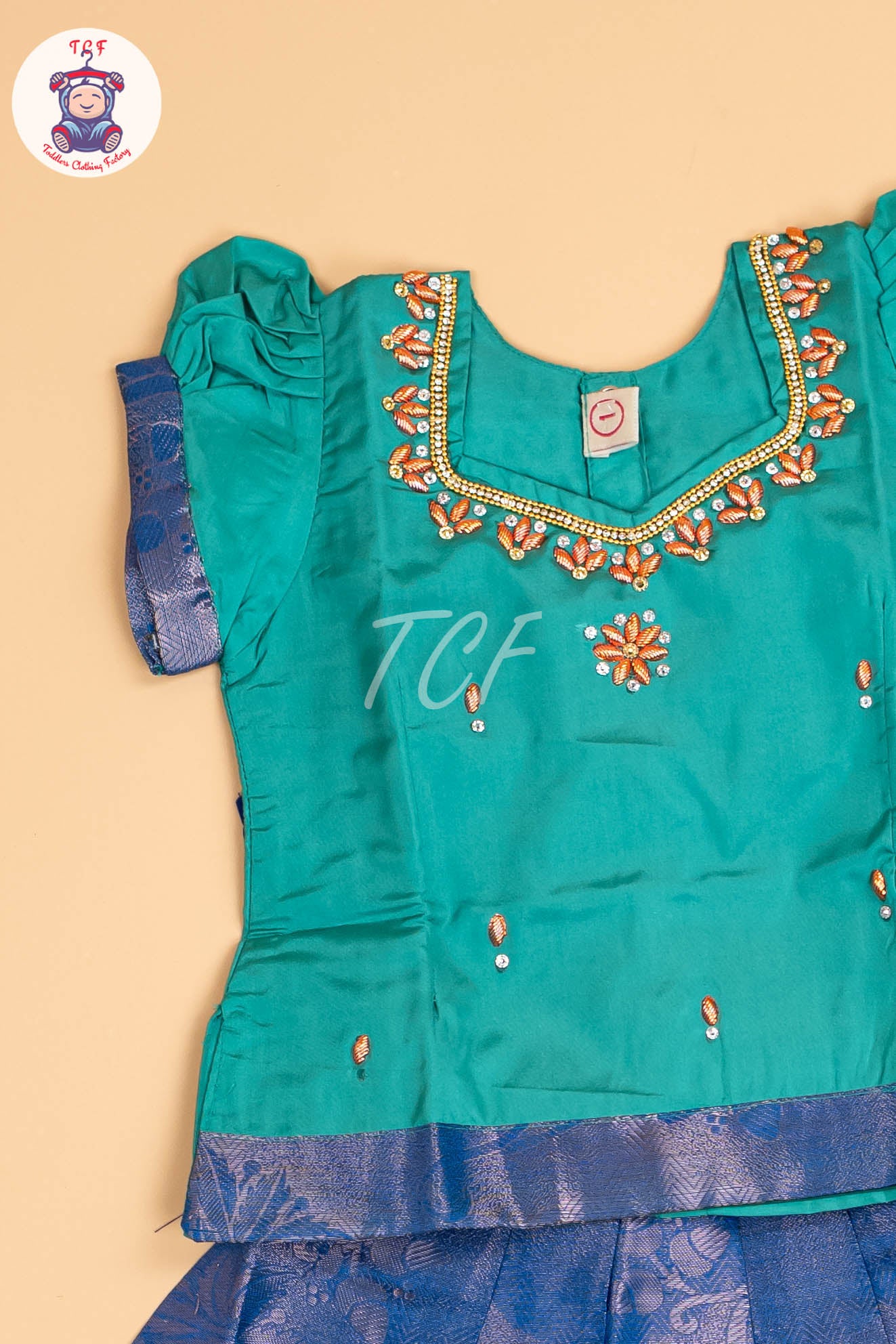 Teal Green & Blue - Pavadai Sattai