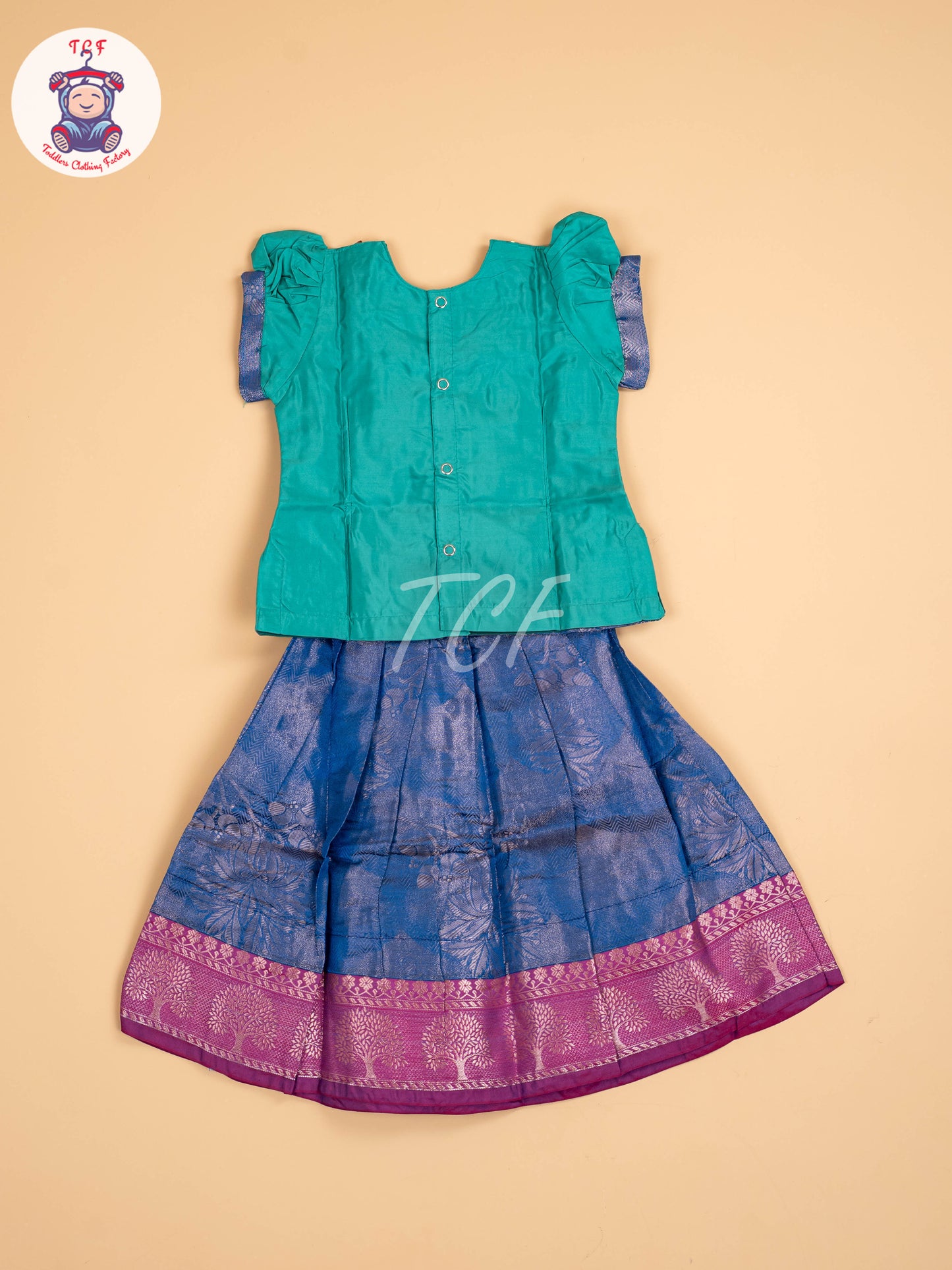 Teal Green & Blue - Pavadai Sattai