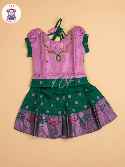 Lite Purple & Dark Green - Pavadai Sattai